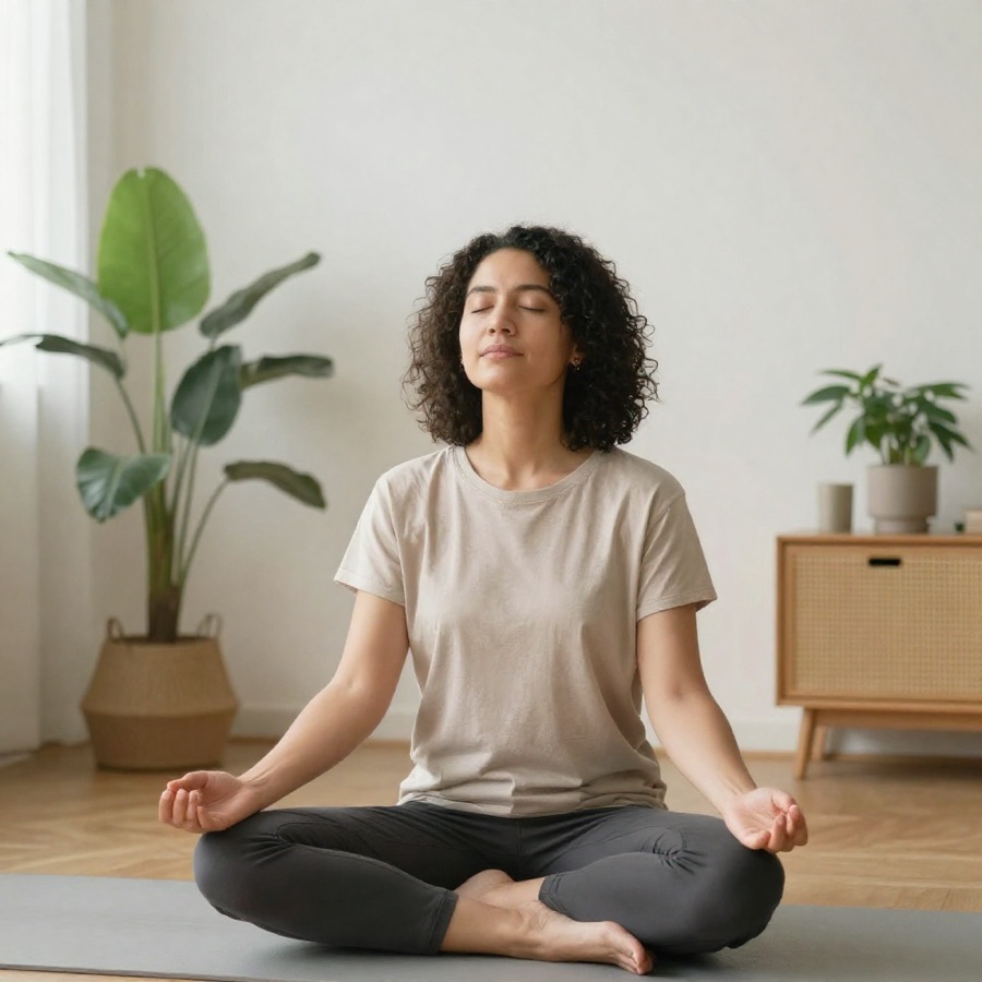 Symbolbild Achtsamkeit: Person in meditativer Sitzhaltung